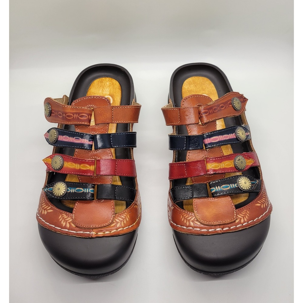 Elite by Corkys Heidi Leather Clog Sandal Women 7 Boho Comfy Vibrant Multicolor - Picture 6 of 16